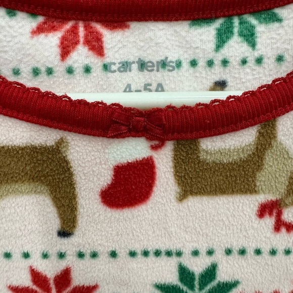 Carter's Red and Green Flannel Holiday Reindeer Santa Sleigh Dress - Picture 2 of 6